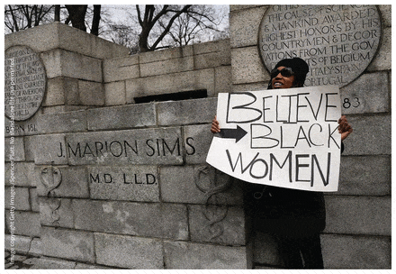 Figure 1:
A woman stands beside the empty pedestal where a statue of J. Marion Sims was removed from Central Park, New York City, in 2018. Photo used with permission from Getty Images.

Image copyright Getty Images./Spencer Platt. No standalone file use permitted.